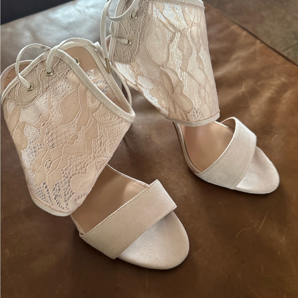 Audrey Cream Lace Heels